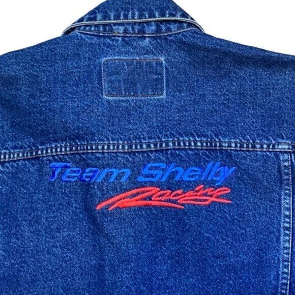 Vintage Milano Bay Team Shelby Blue Denim Jacket Large 100% Cotton - Picture 6 of 9